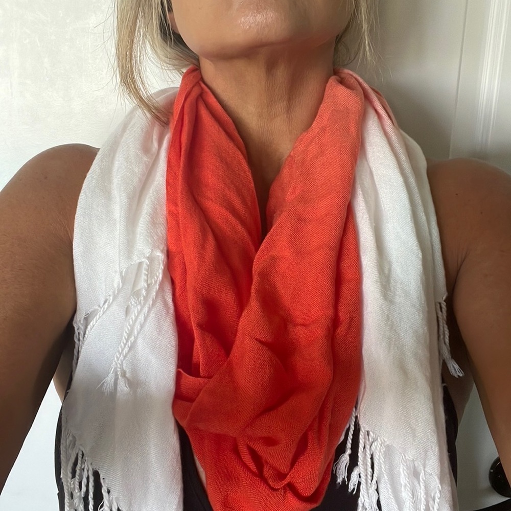 New Converse Orange and white gradient scarf with fringe.